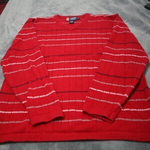 Chaps Men's Crewneck Sweater, Size L, Red Striped